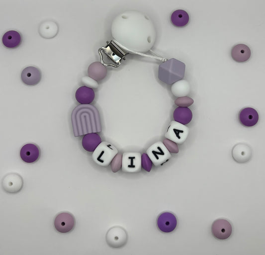 Attache tétine arc-en-ciel (Violet)