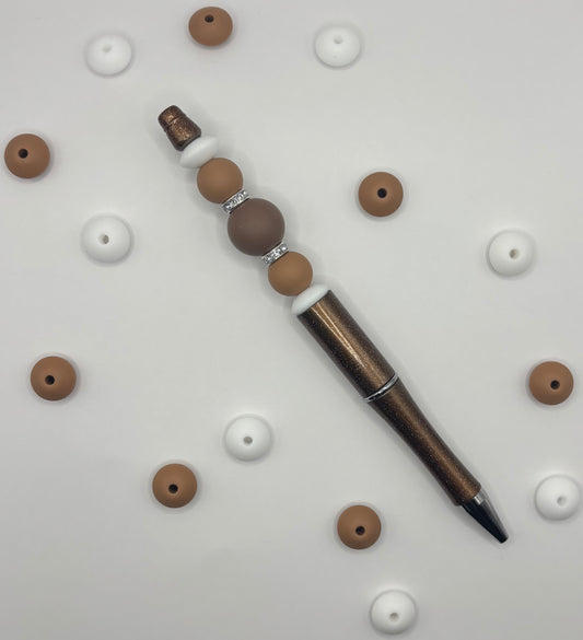 Stylo à strass marron